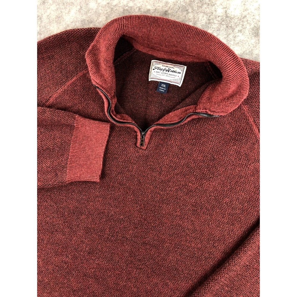 Flag & Anthem 1/4 Zip Pullover Mens XXL (Large) Maroon Sweater Long Sleeve